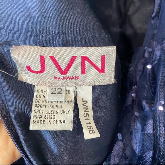 Jovani JVN Womens Dress 22 Formal Blue Sequin Sparkly Tutu tulle Mini Gown - Picture 2 of 14